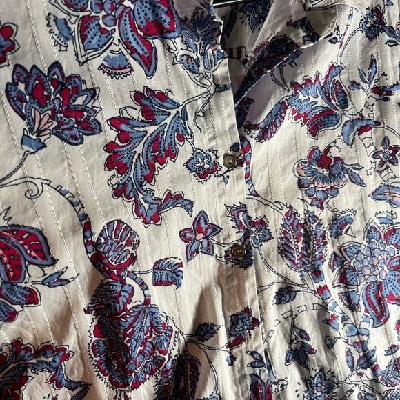 Allison Daley Floral Print Button-Up Lagen look classic cotton work shirt Large - Picture 6 of 8